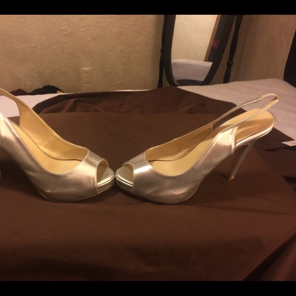 Silver Peep Toe Heels - Picture 2 of 2